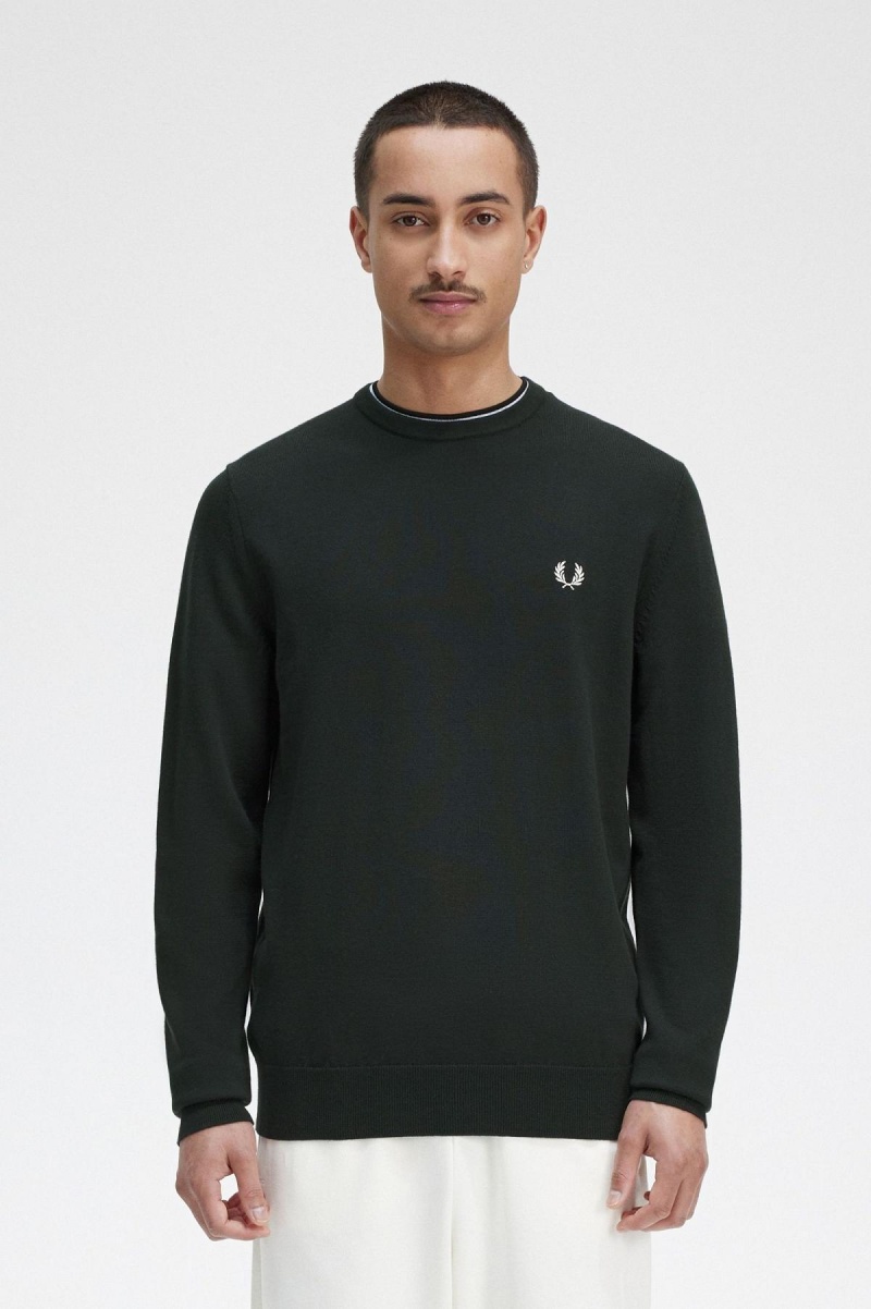 Fred Perry Classic Crew Neck Jumper Strikkevarer Herre Grønn | GNOUC23918