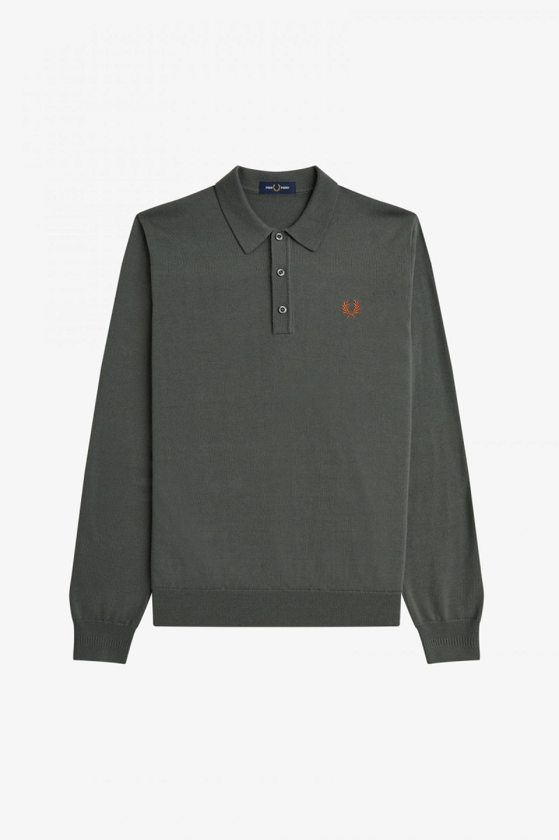 Fred Perry Classic Strikket Shirt Strikkevarer Herre Grønn | NOIIZ60551