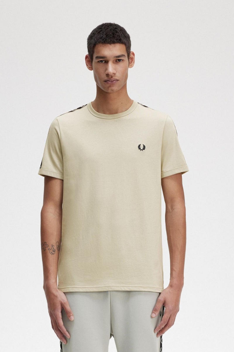 Fred Perry Contrast Tape Ringer T-skjorte Herre Lyse Svarte | BNOSD35422