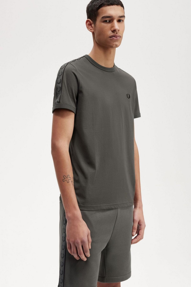 Fred Perry Contrast Tape Ringer T-skjorte Herre Grønn Grønn | ENOHC62905