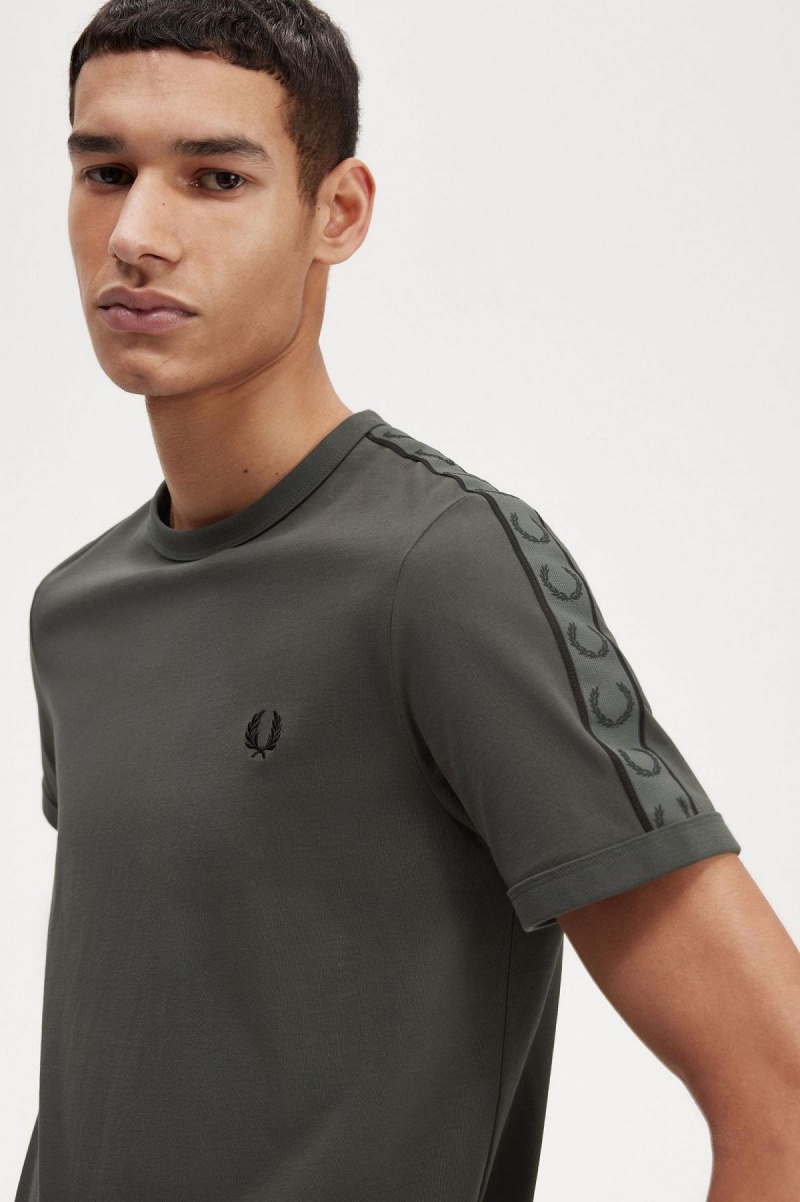 Fred Perry Contrast Tape Ringer T-skjorte Herre Grønn Grønn | ENOHC62905