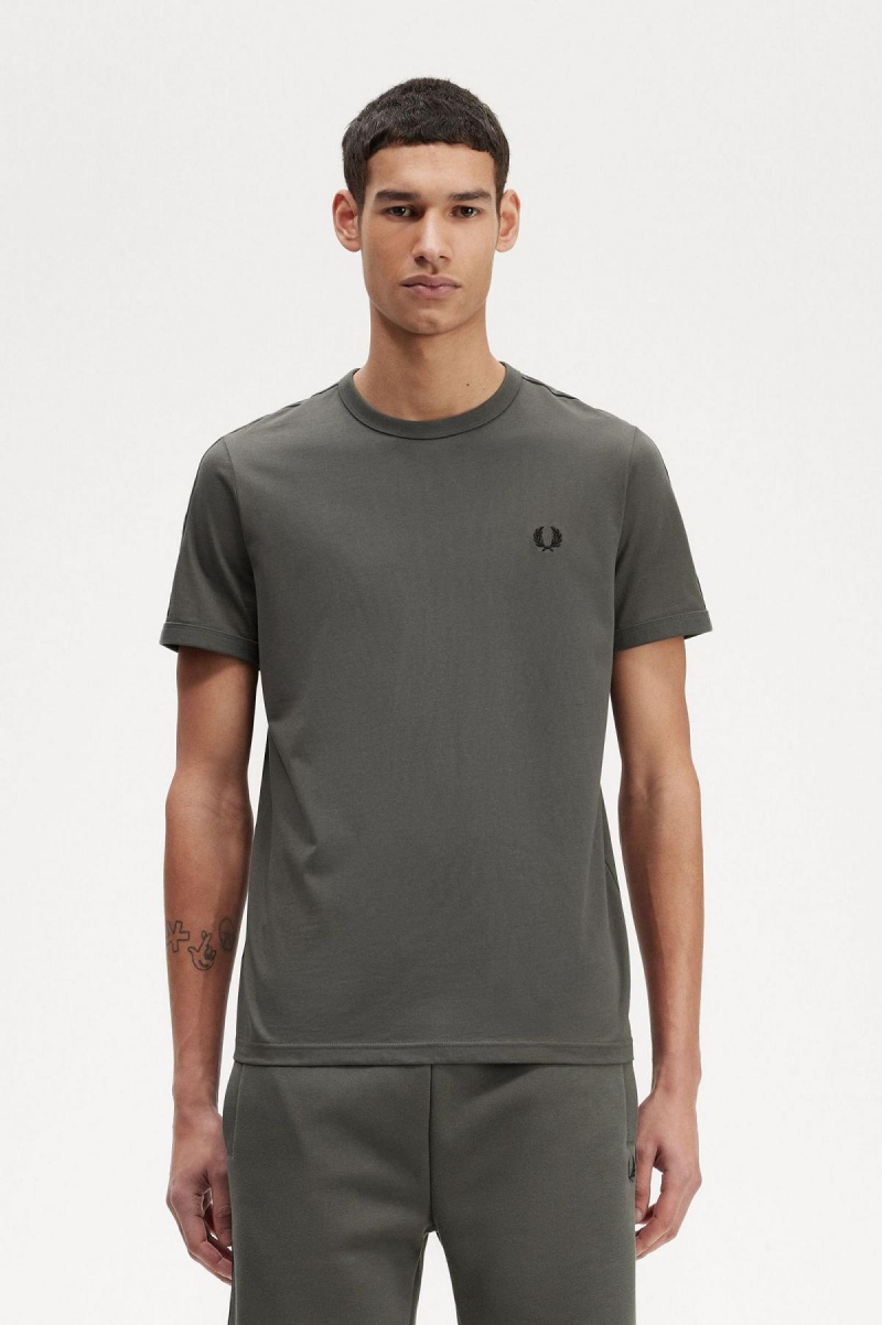 Fred Perry Contrast Tape Ringer T-skjorte Herre Grønn Grønn | ENOHC62905