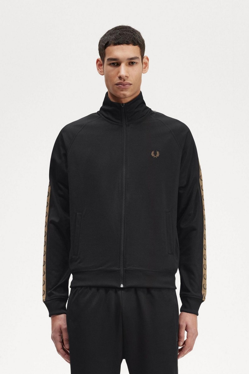 Fred Perry Contrast Tape Track Jacket Treningsdress Herre Svarte | NONZX49793