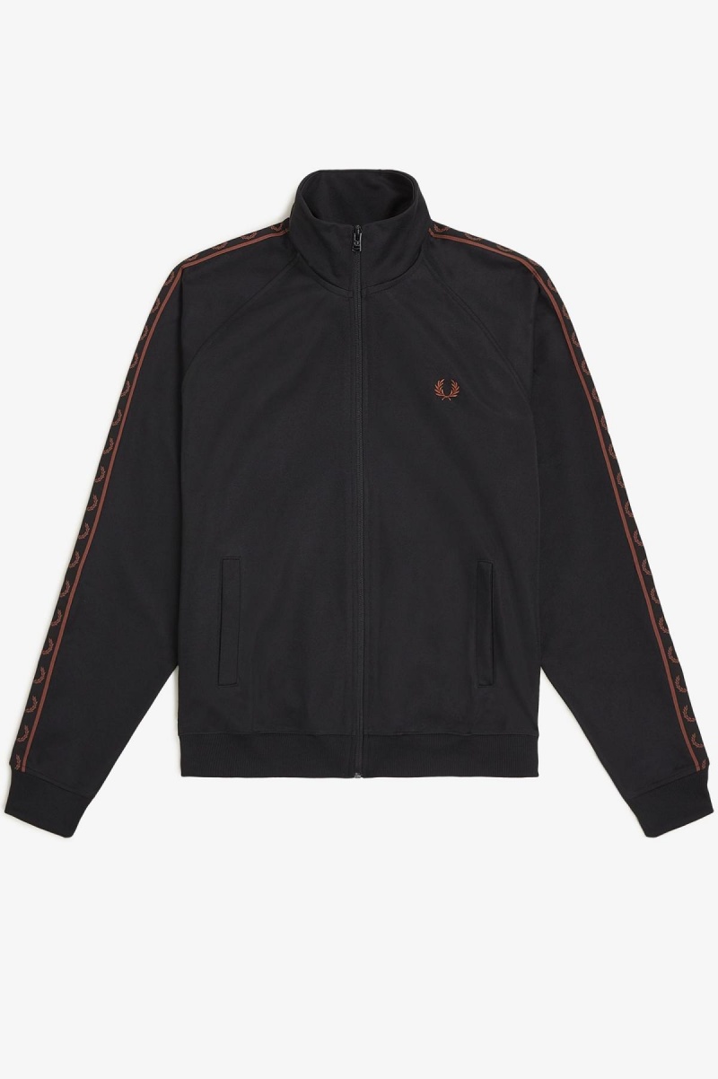 Fred Perry Contrast Tape Treningsjakke Herre Svarte Brune | NOEAH86379