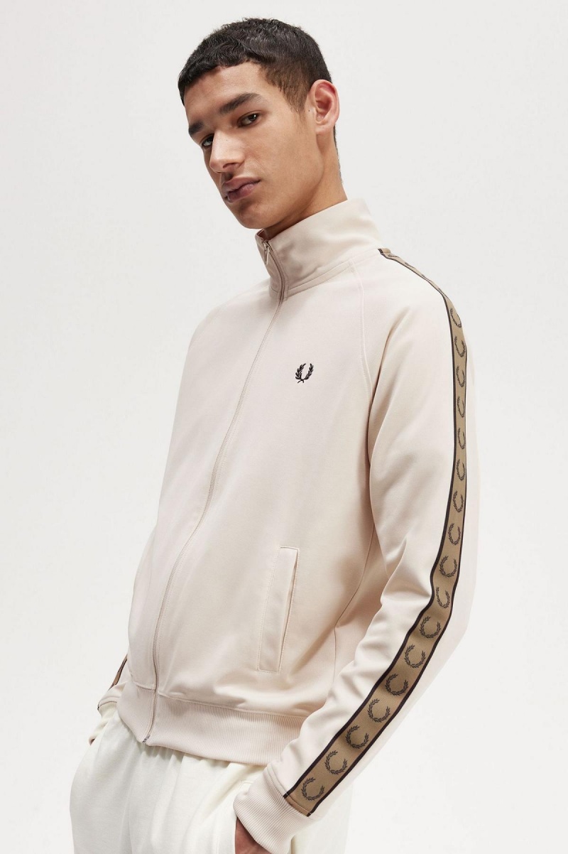 Fred Perry Contrast Tape Treningsjakke Herre Oatmeal / Shaded Stone | PNOER46911