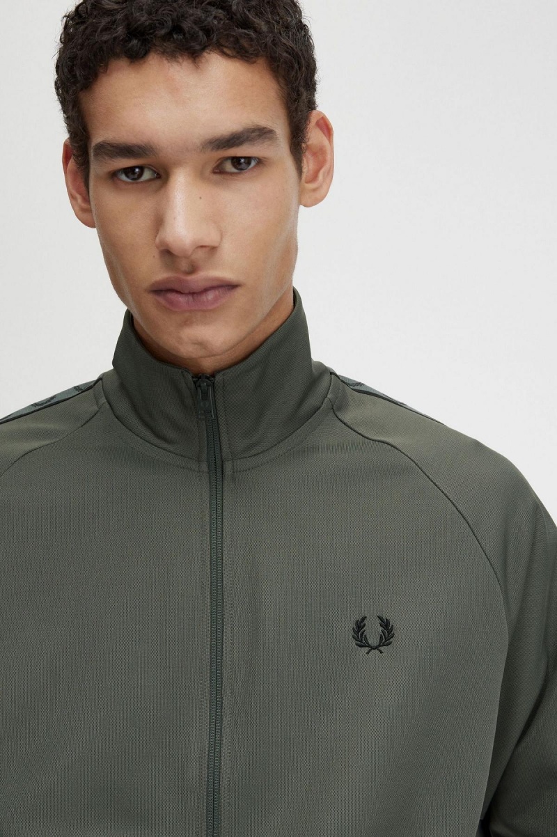 Fred Perry Contrast Tape Treningsjakke Herre Grønn Svarte | SNONY13495