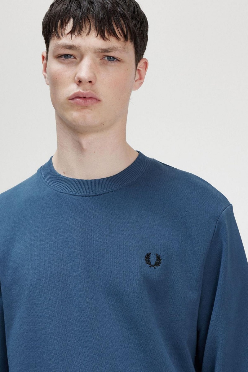 Fred Perry Crew Neck Gensere Herre Blå | ANODF44476