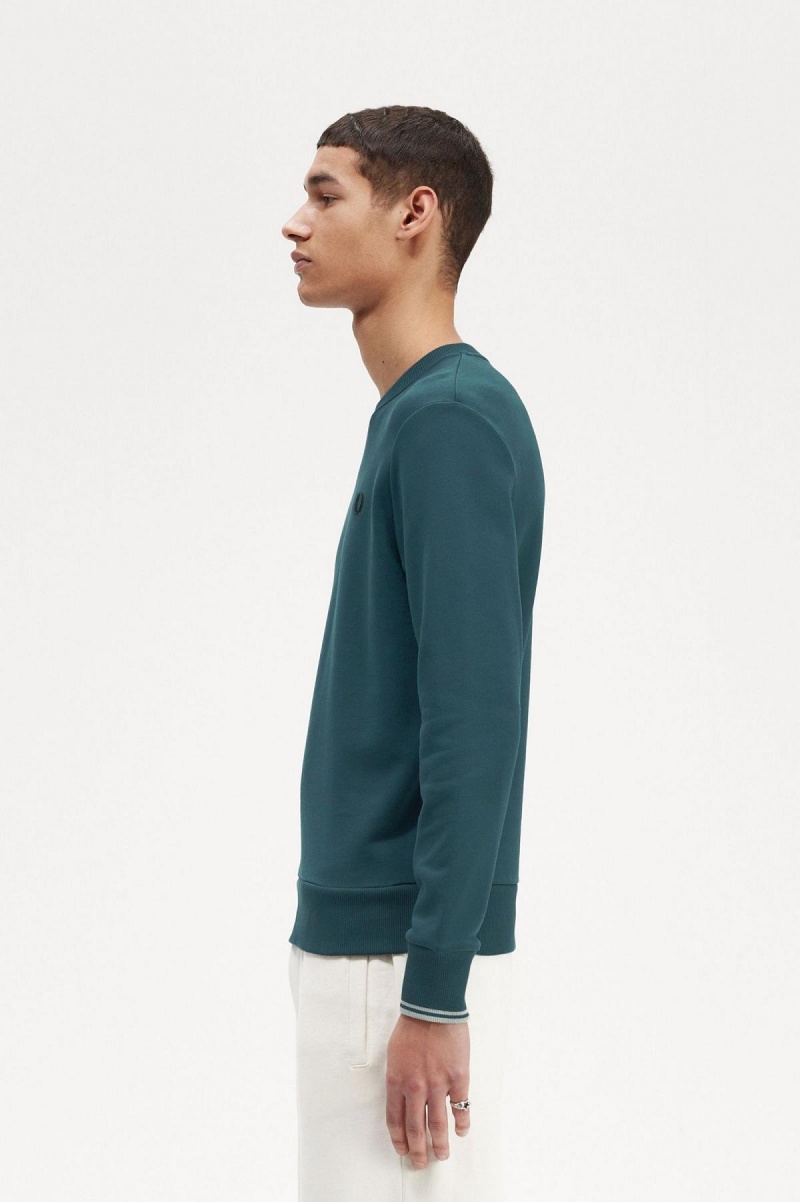 Fred Perry Crew Neck Gensere Herre Blå | NOQAV81286