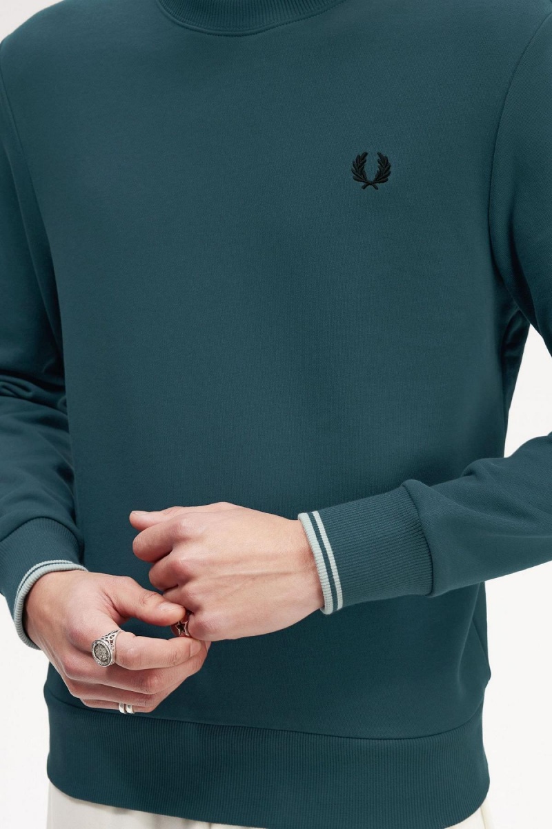 Fred Perry Crew Neck Gensere Herre Blå | NOQAV81286