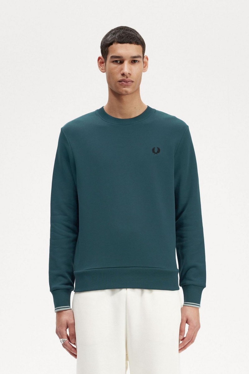 Fred Perry Crew Neck Gensere Herre Blå | NOQAV81286