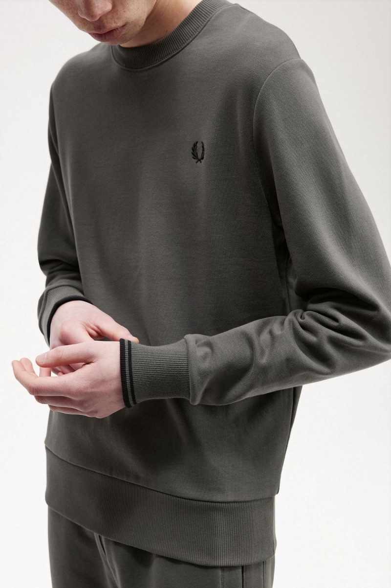 Fred Perry Crew Neck Gensere Herre Grønn | NOQCS93005