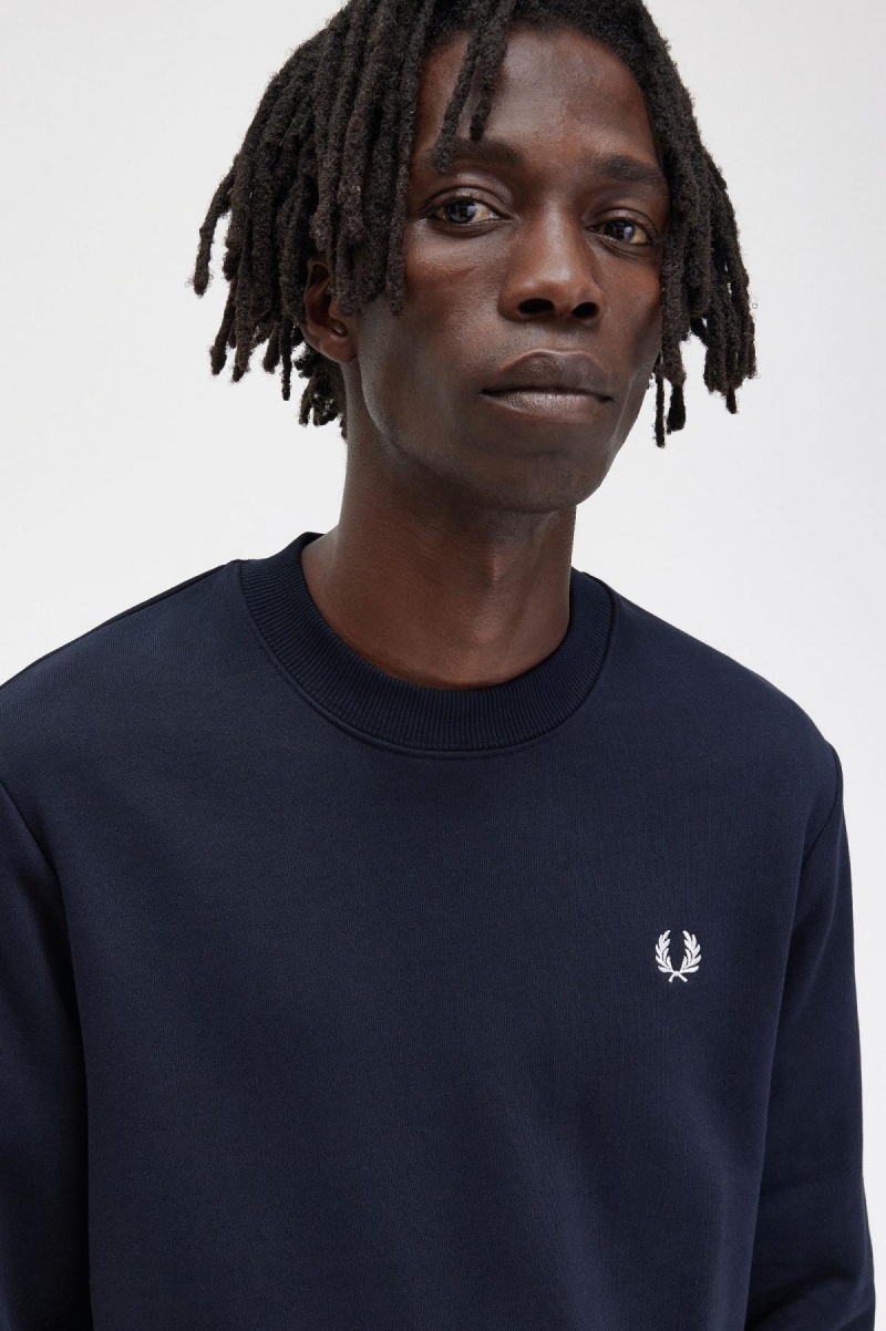 Fred Perry Crew Neck Gensere Herre Marineblå | BNOSO58330