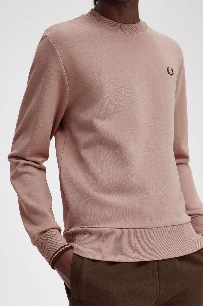 Fred Perry Crew Neck Gensere Herre Mørke Rosa | ANOWC73494