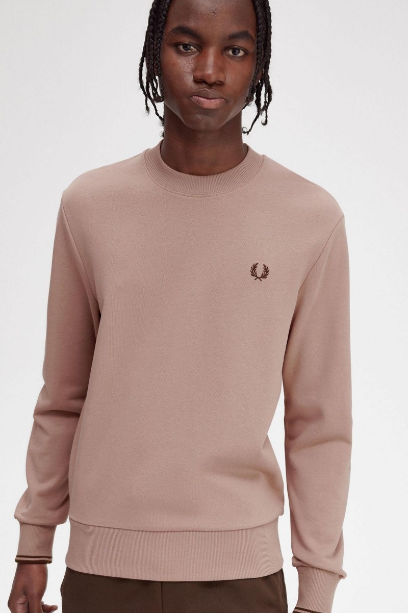 Fred Perry Crew Neck Gensere Herre Mørke Rosa | ANOWC73494