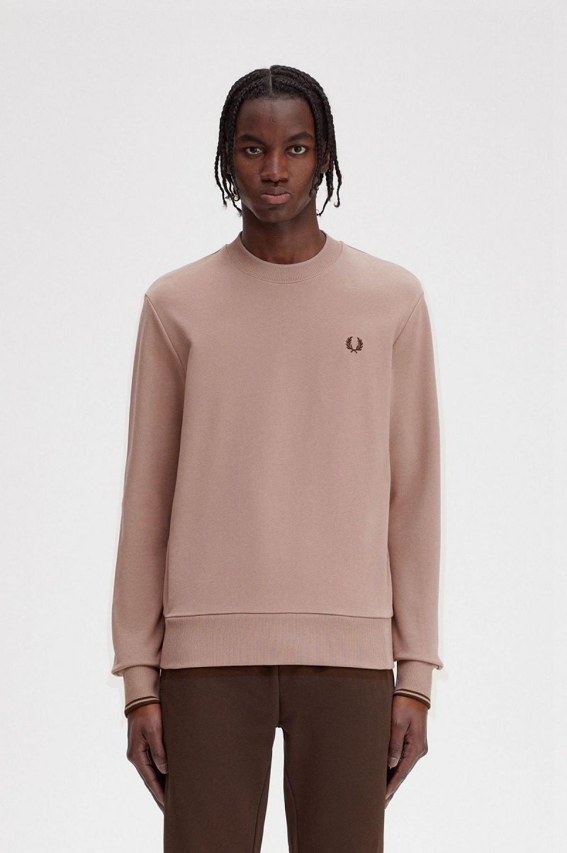 Fred Perry Crew Neck Gensere Herre Mørke Rosa | ANOWC73494