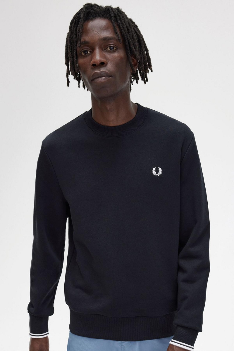 Fred Perry Crew Neck Sweatshirt Treningsdress Herre Svarte | NOCIF29026