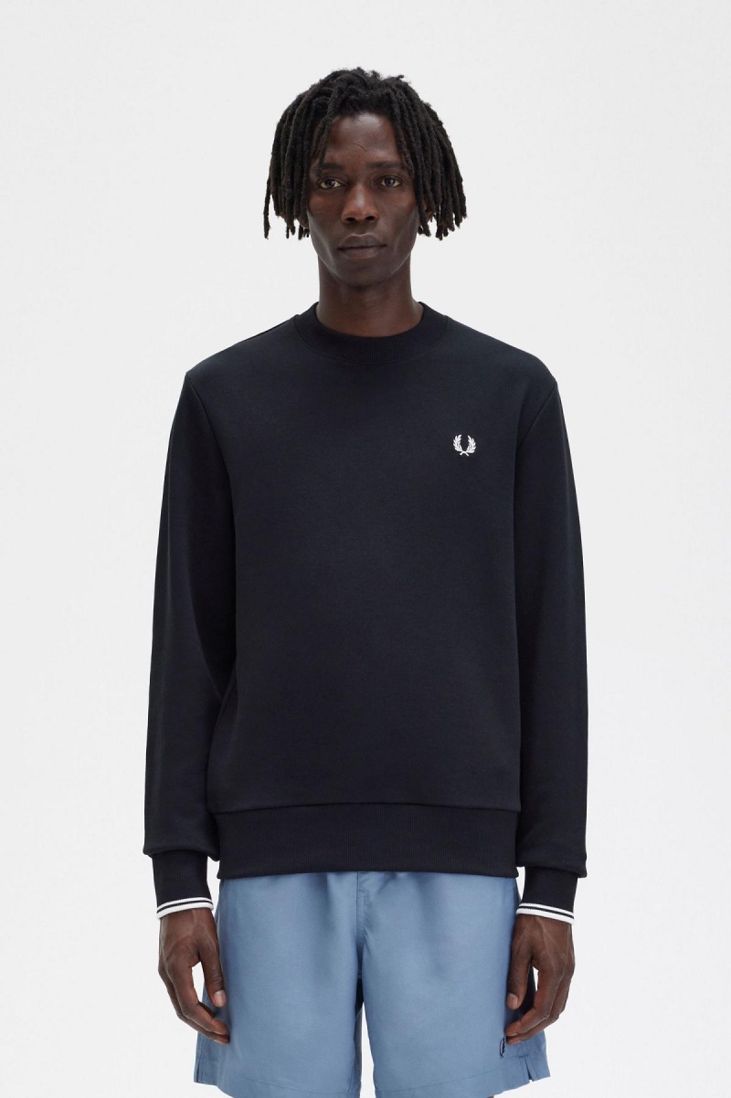 Fred Perry Crew Neck Sweatshirt Treningsdress Herre Svarte | NOCIF29026