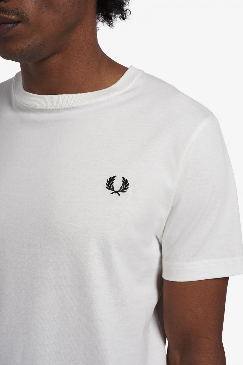 Fred Perry Crew Neck T-skjorte Herre Hvite | NOCVG91035