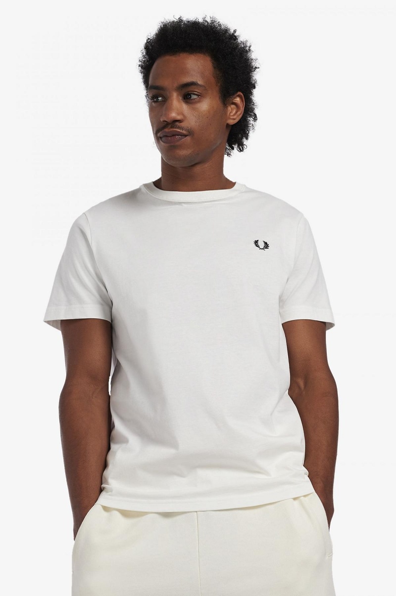 Fred Perry Crew Neck T-skjorte Herre Hvite | NOCVG91035