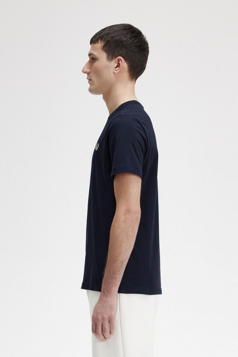 Fred Perry Crew Neck T-skjorte Herre Marineblå | XNOGW97709