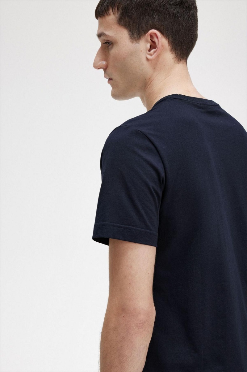 Fred Perry Crew Neck T-skjorte Herre Marineblå | XNOGW97709