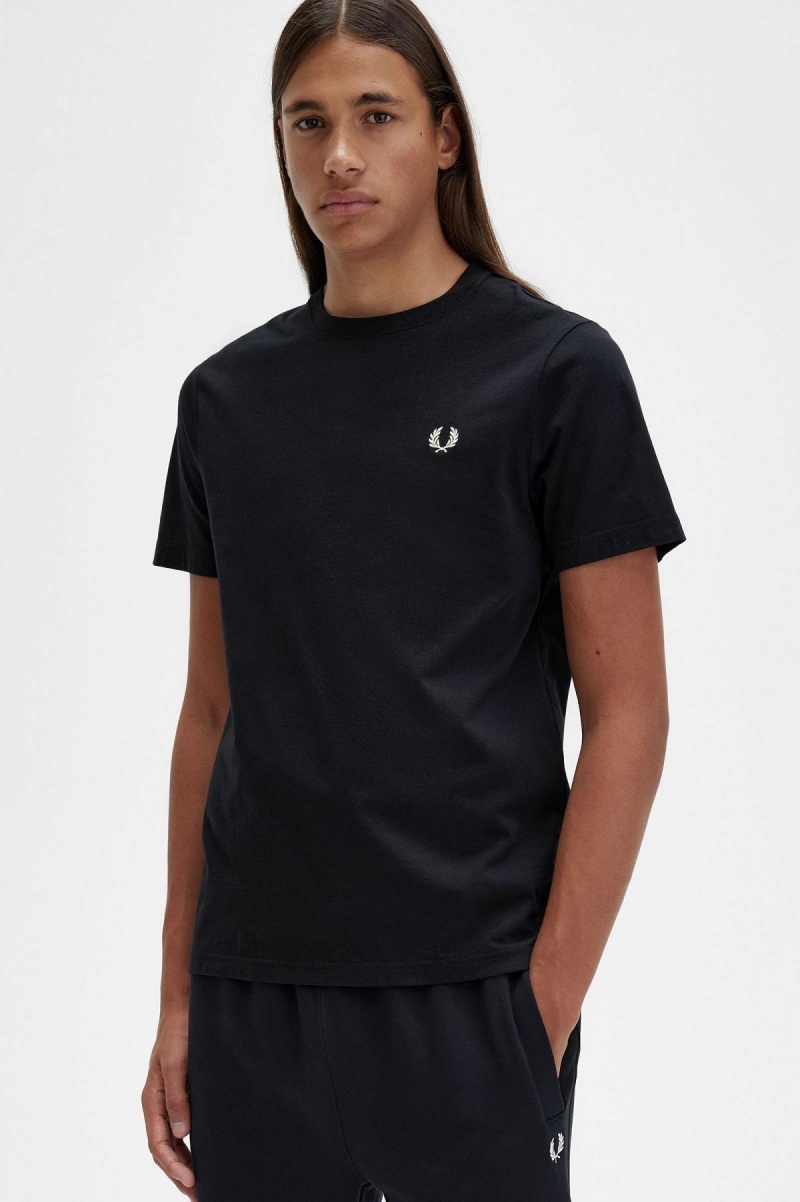 Fred Perry Crew Neck T-skjorte Herre Svarte | NOXMI97005