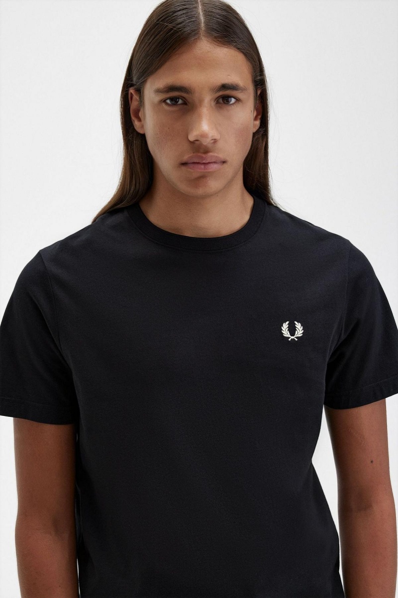 Fred Perry Crew Neck T-skjorte Herre Svarte | NOXMI97005