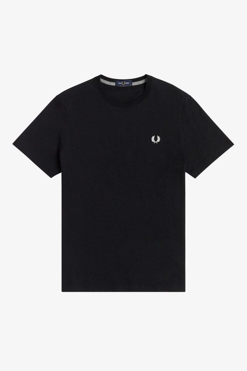 Fred Perry Crew Neck T-skjorte Herre Svarte | NOXMI97005