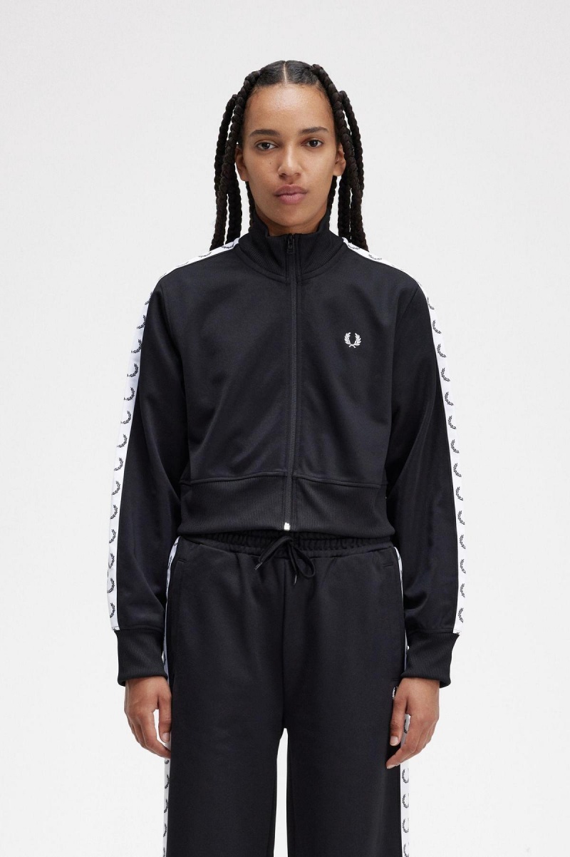 Fred Perry Cropped Taped Frakker Dame Svarte | ENOVG59947