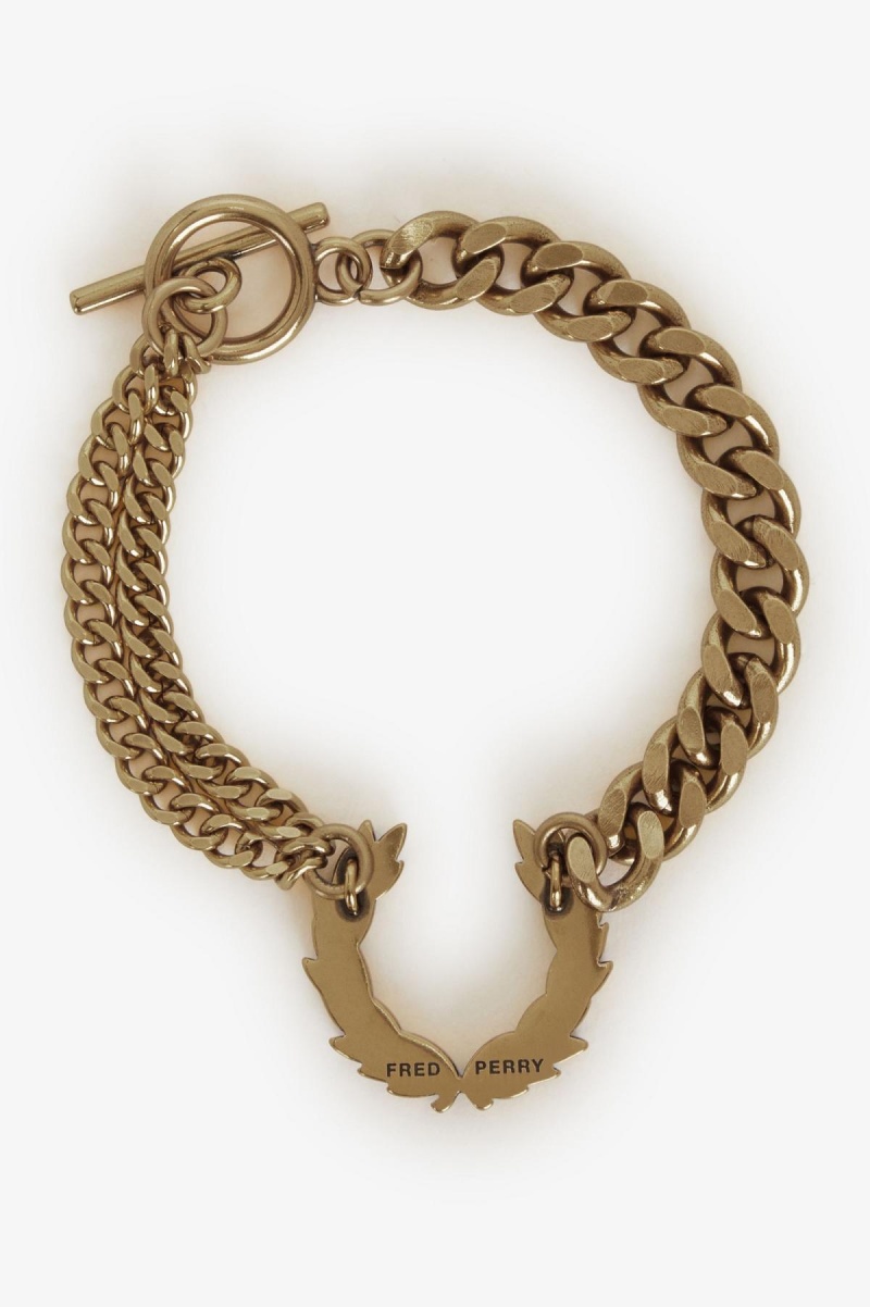 Fred Perry Double Chain Laurel Wreath Bracelet Smykker Accessories Gull | XNOGW92854