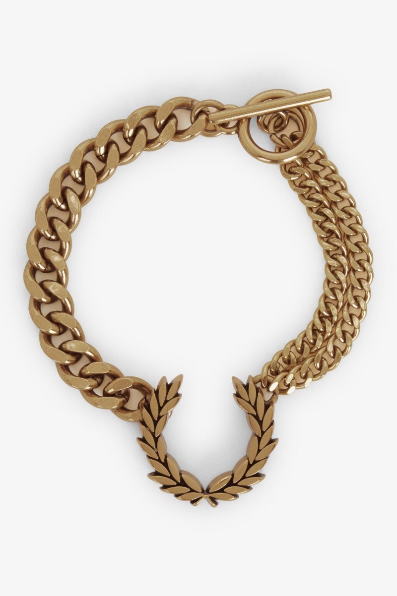 Fred Perry Double Chain Laurel Wreath Bracelet Smykker Accessories Gull | XNOGW92854