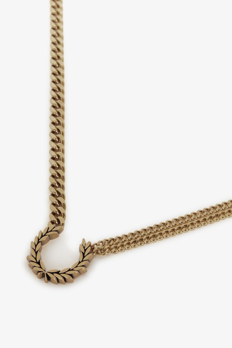 Fred Perry Double Chain Laurel Wreath Necklace Smykker Accessories Gull | NOQCS23125