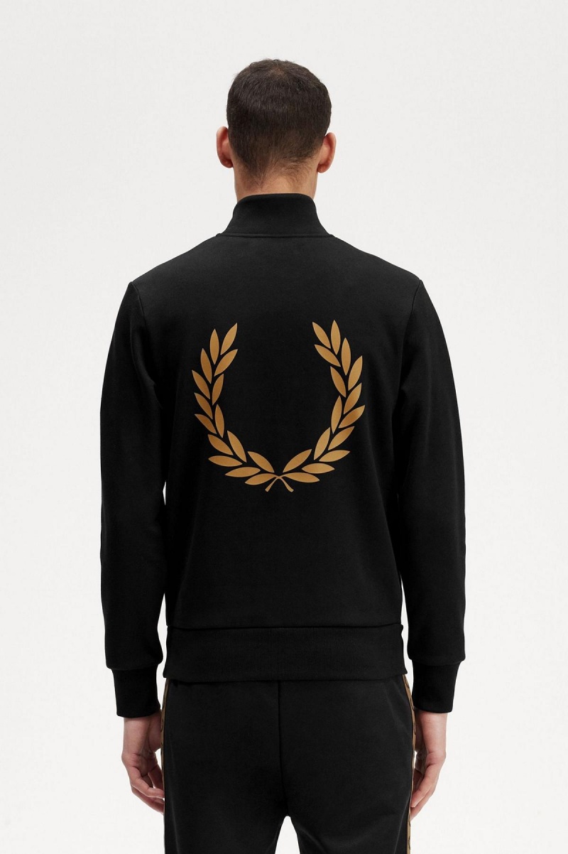 Fred Perry Double Grafiske Half Zip Gensere Herre Svarte | UNOTG47971