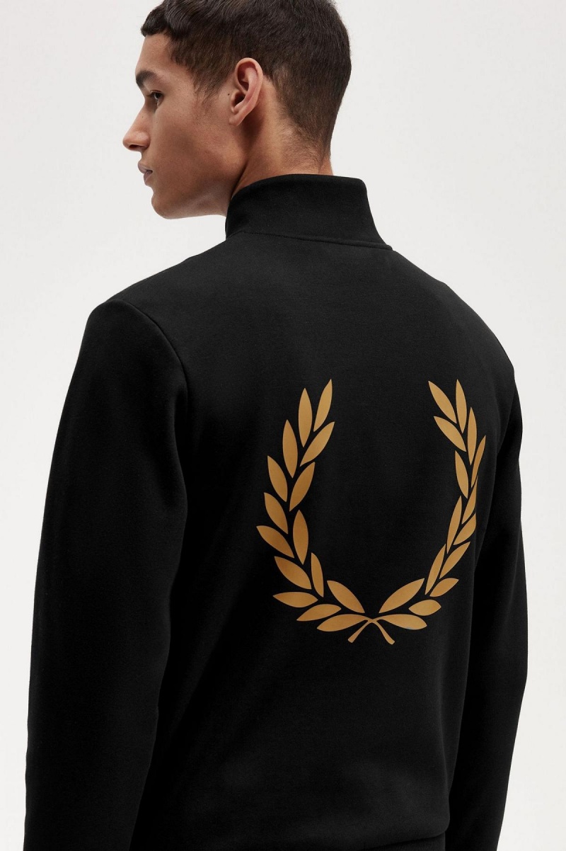 Fred Perry Double Grafiske Half Zip Gensere Herre Svarte | UNOTG47971