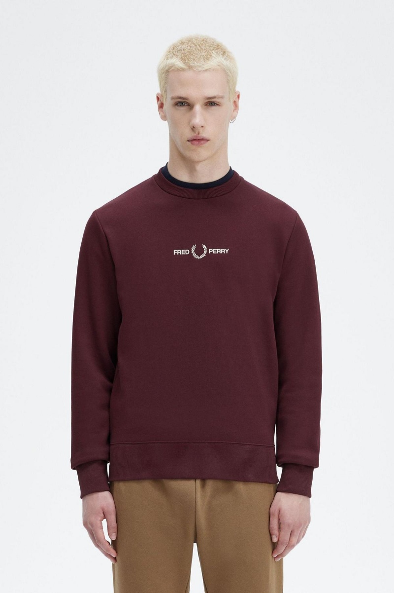 Fred Perry Embroidered Gensere Herre Oxblood | DNOKV80508