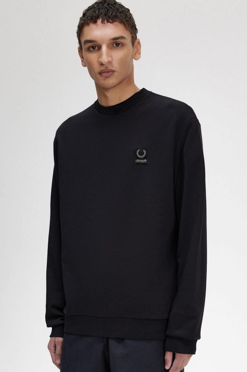 Fred Perry Embroidered Gensere Herre Svarte | BNOSD21165