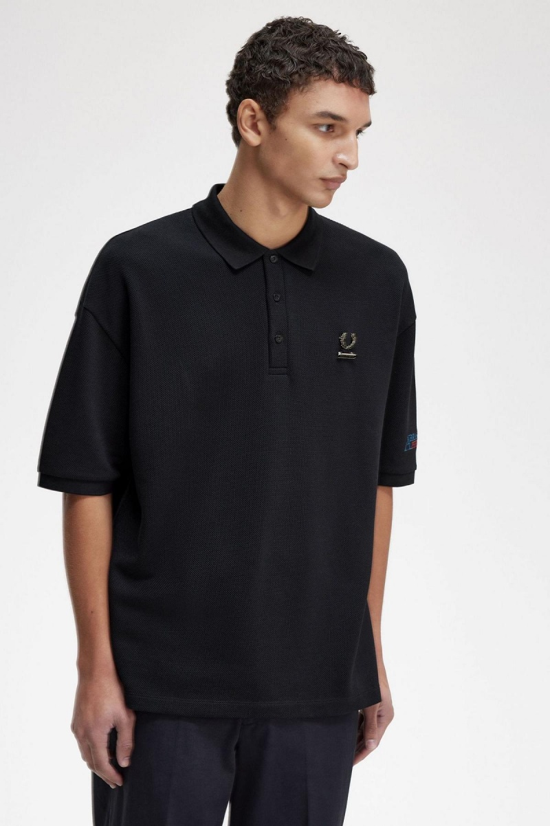 Fred Perry Embroidered Polo Shirt Polo T Skjorte Herre Svarte | UNOTG70094