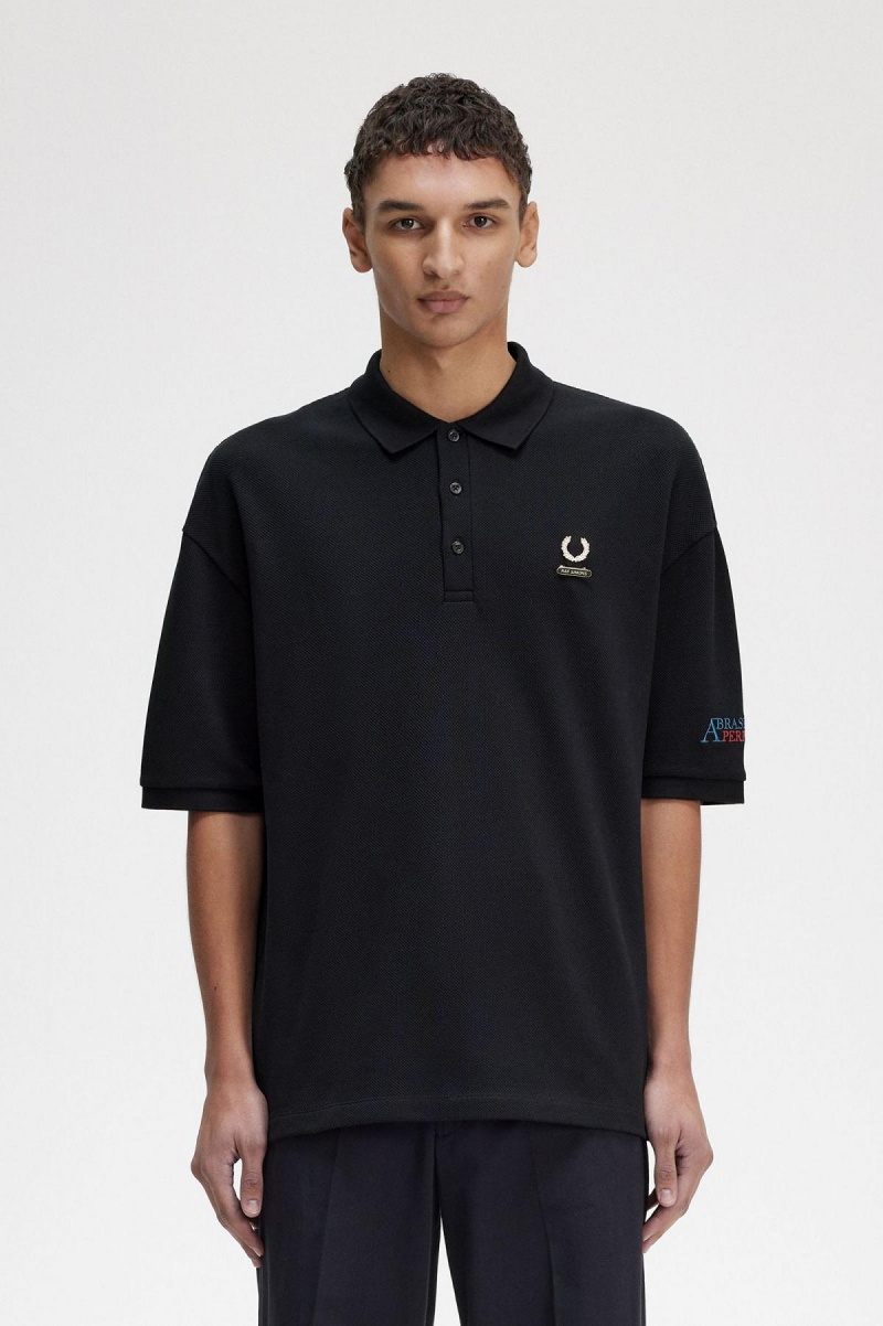 Fred Perry Embroidered Polo Shirt Polo T Skjorte Herre Svarte | UNOTG70094