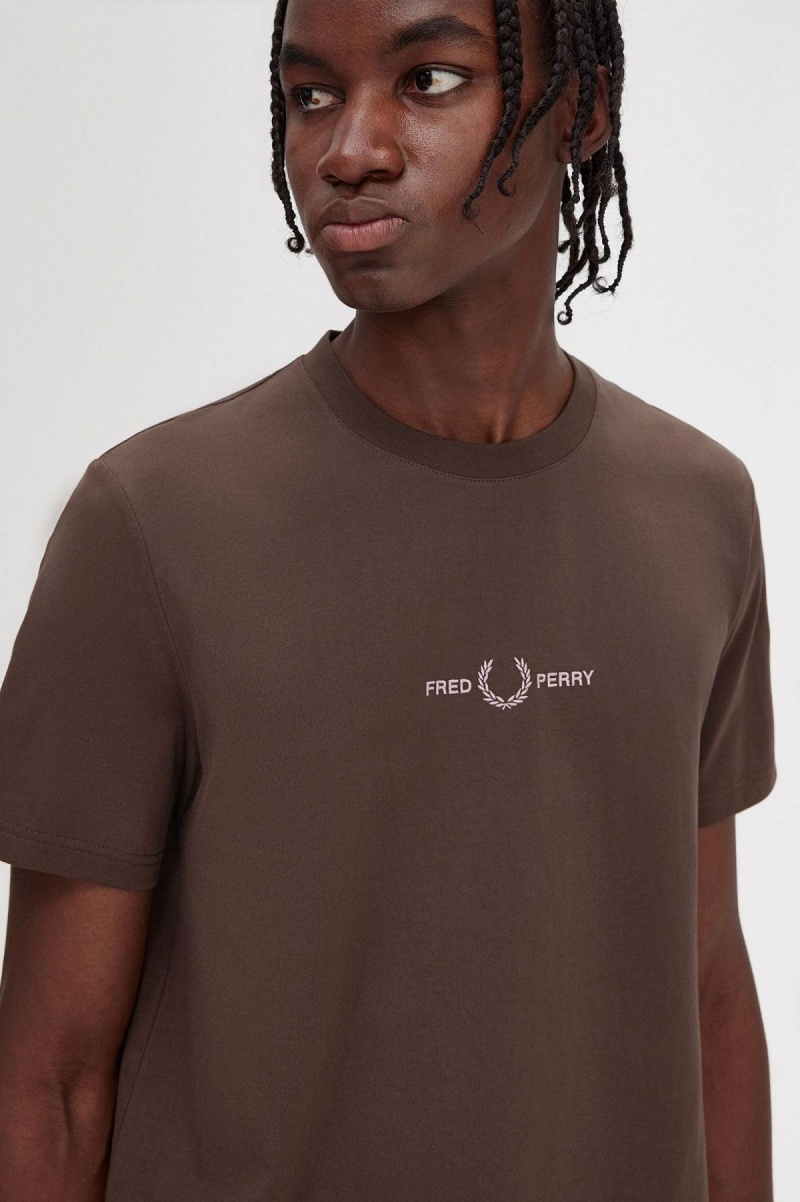 Fred Perry Embroidered T-skjorte Herre Burnt Tobacco | ANODF45526