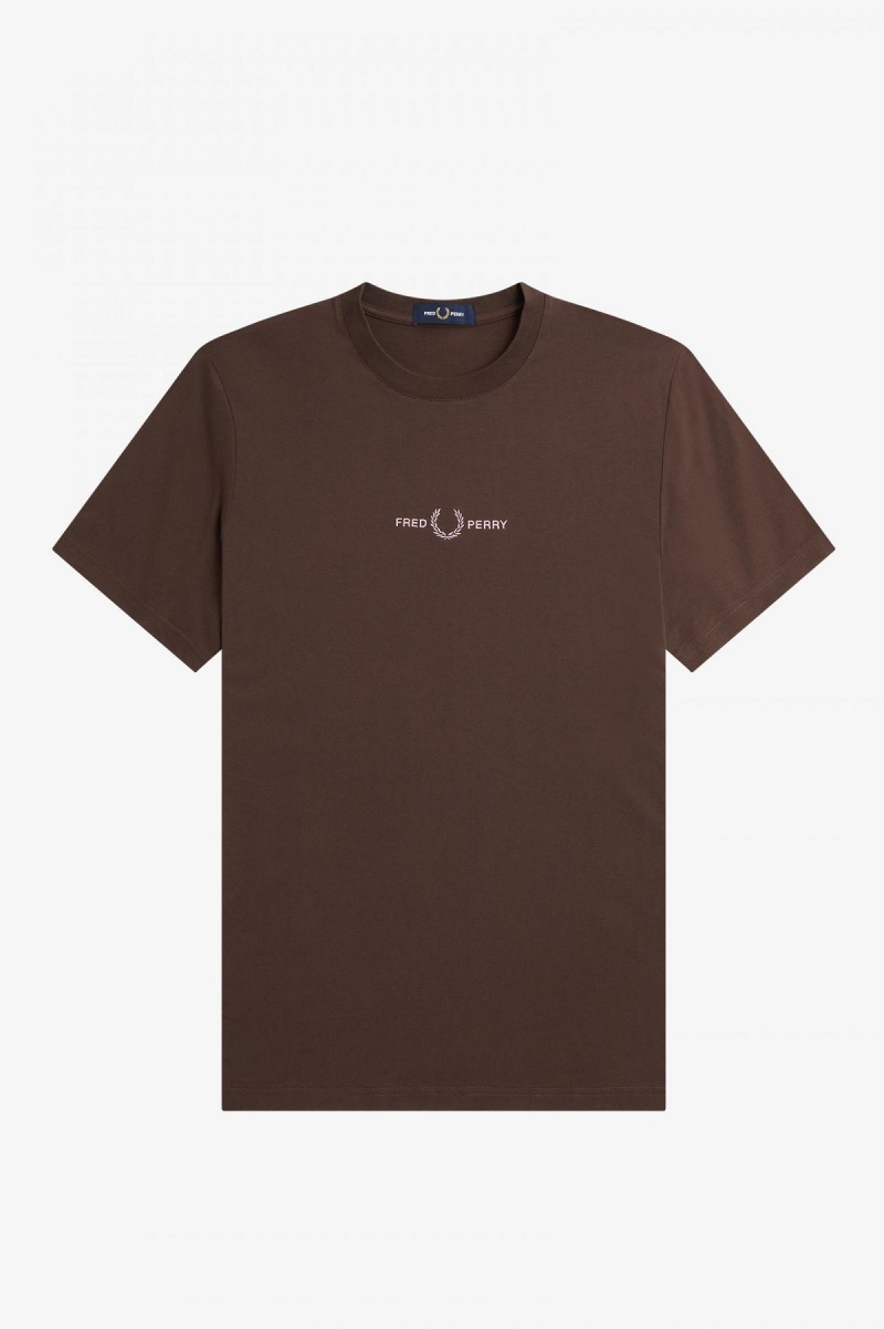 Fred Perry Embroidered T-skjorte Herre Burnt Tobacco | ANODF45526