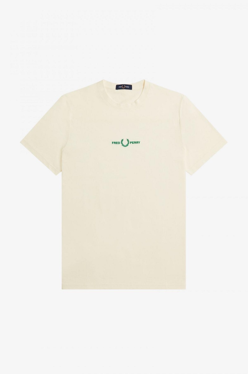 Fred Perry Embroidered T-skjorte Herre Ecru | XNOGW36797