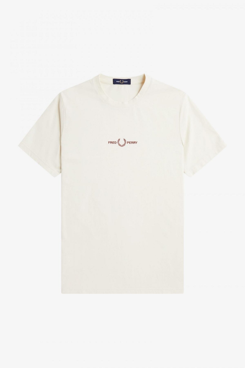 Fred Perry Embroidered T-skjorte Herre Ecru | NOEAH96293