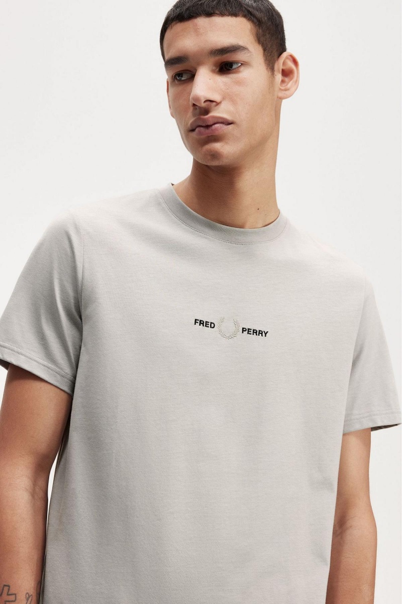 Fred Perry Embroidered T-skjorte Herre Limestone | DNOVO86077