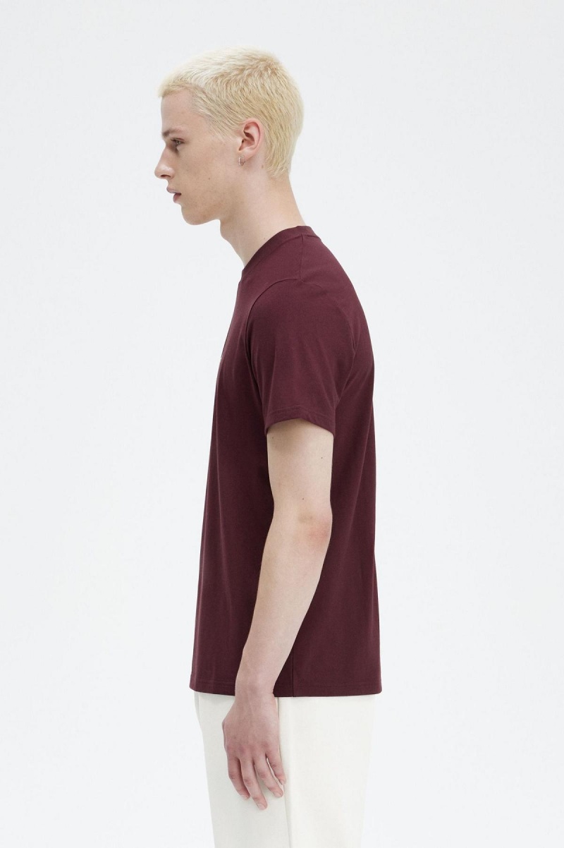 Fred Perry Embroidered T-skjorte Herre Oxblood | NOJVR75257