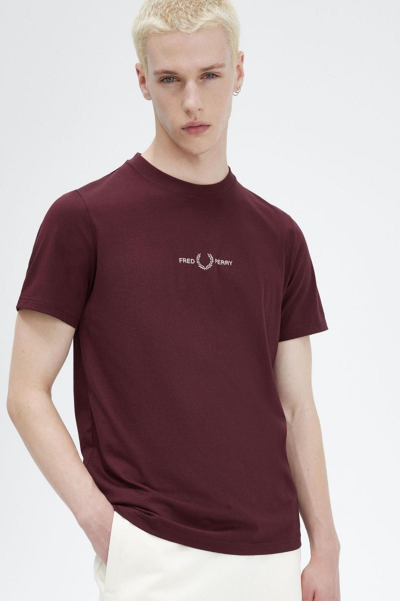 Fred Perry Embroidered T-skjorte Herre Oxblood | NOJVR75257