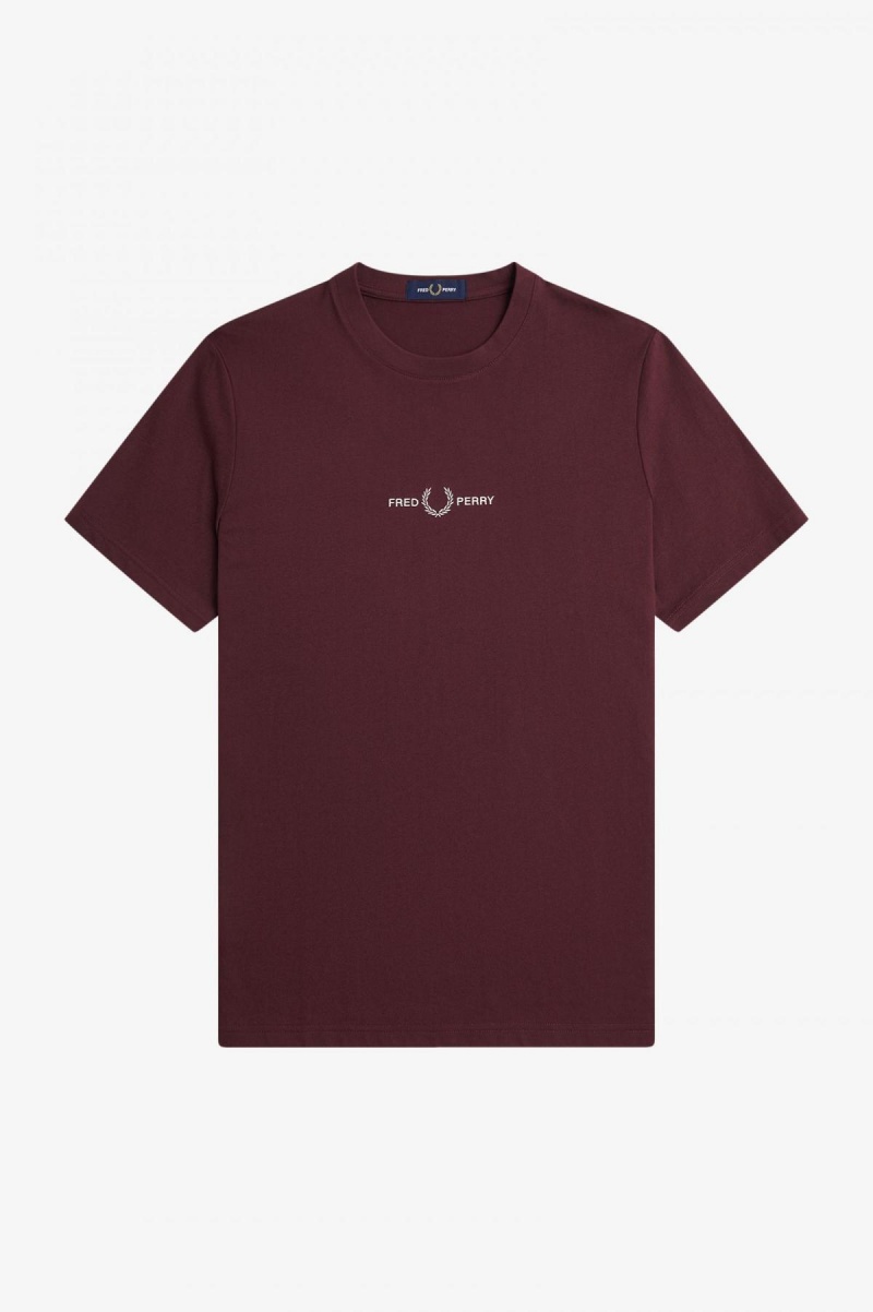 Fred Perry Embroidered T-skjorte Herre Oxblood | NOJVR75257