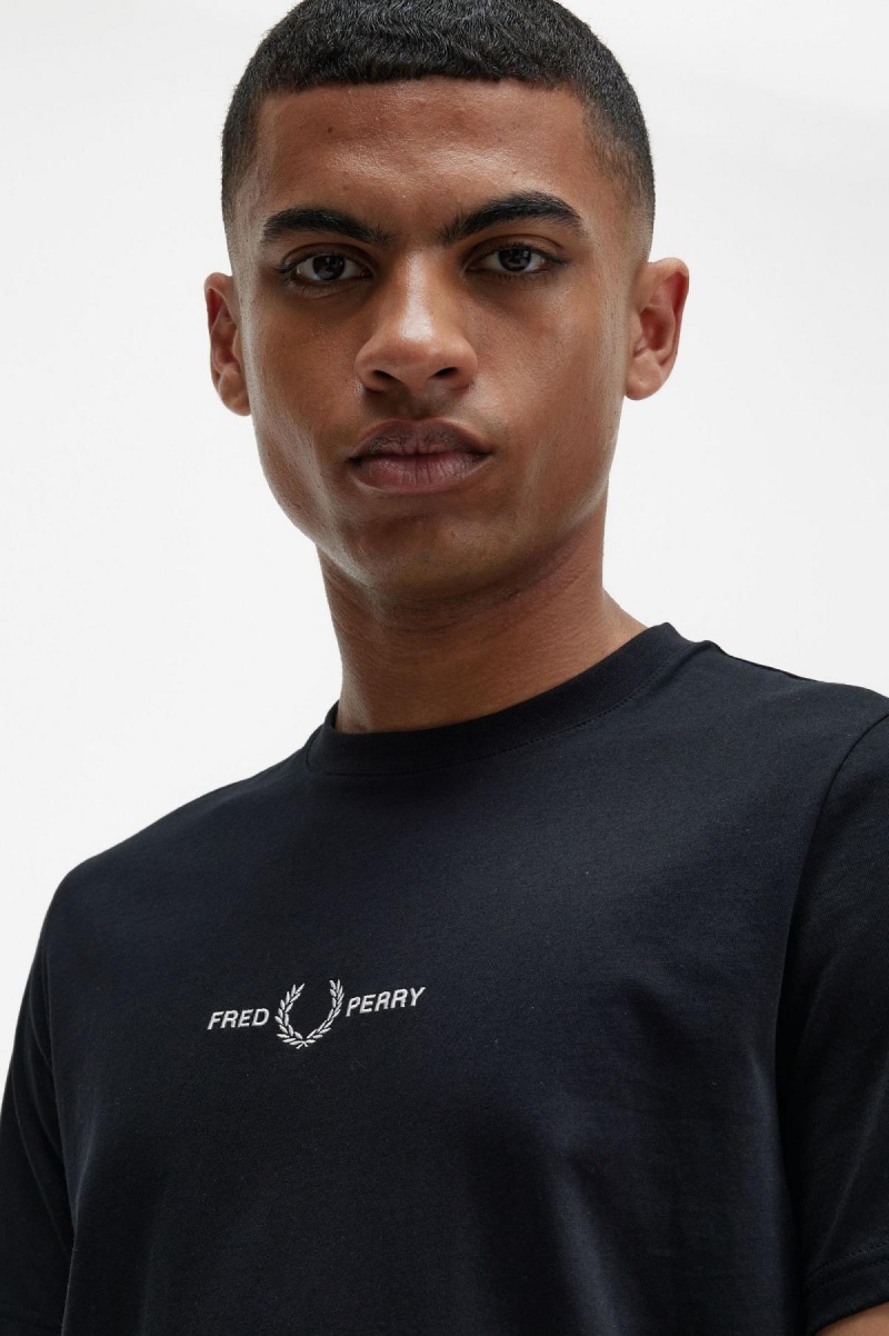 Fred Perry Embroidered T-skjorte Herre Svarte | DNOKV31569