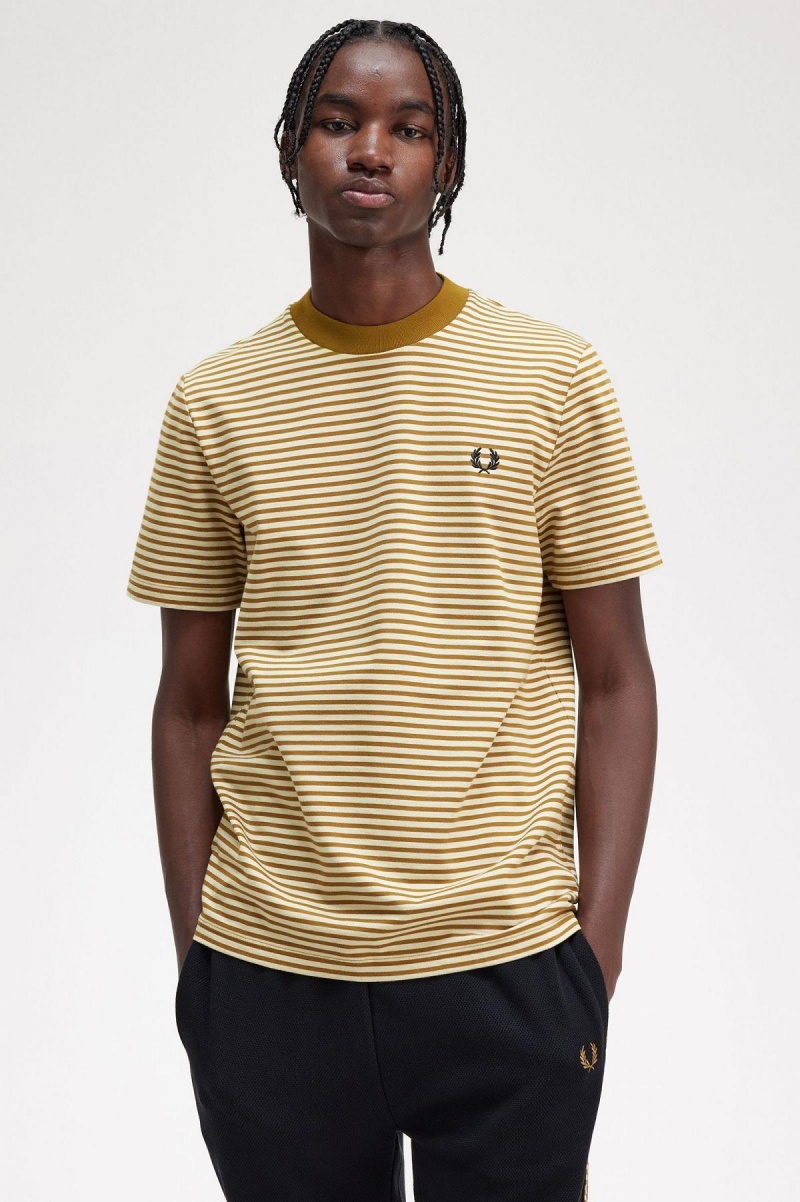 Fred Perry Fine Stripe Heavyweight T-skjorte Herre Mørke | NODFL49223