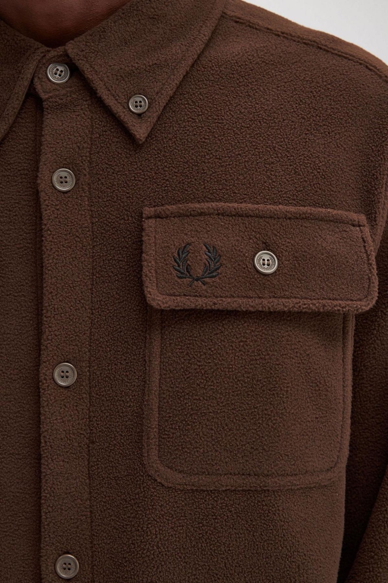 Fred Perry Fleece Skjorte Herre Burnt Tobacco | ANOWC11590