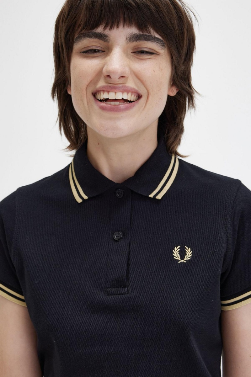 Fred Perry G12 Fred Perry Shirt Dame Svarte | NOQCS43025